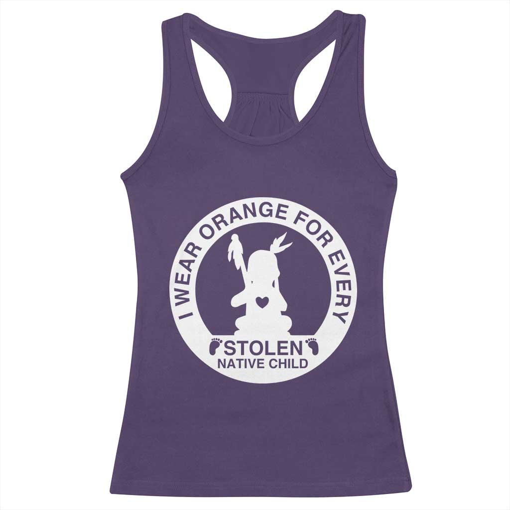I Wear Orange For Every Stolen American Native Child Racerback Tank Top Bring Our Children Home Orange Day TS10 Purple Print Your Wear