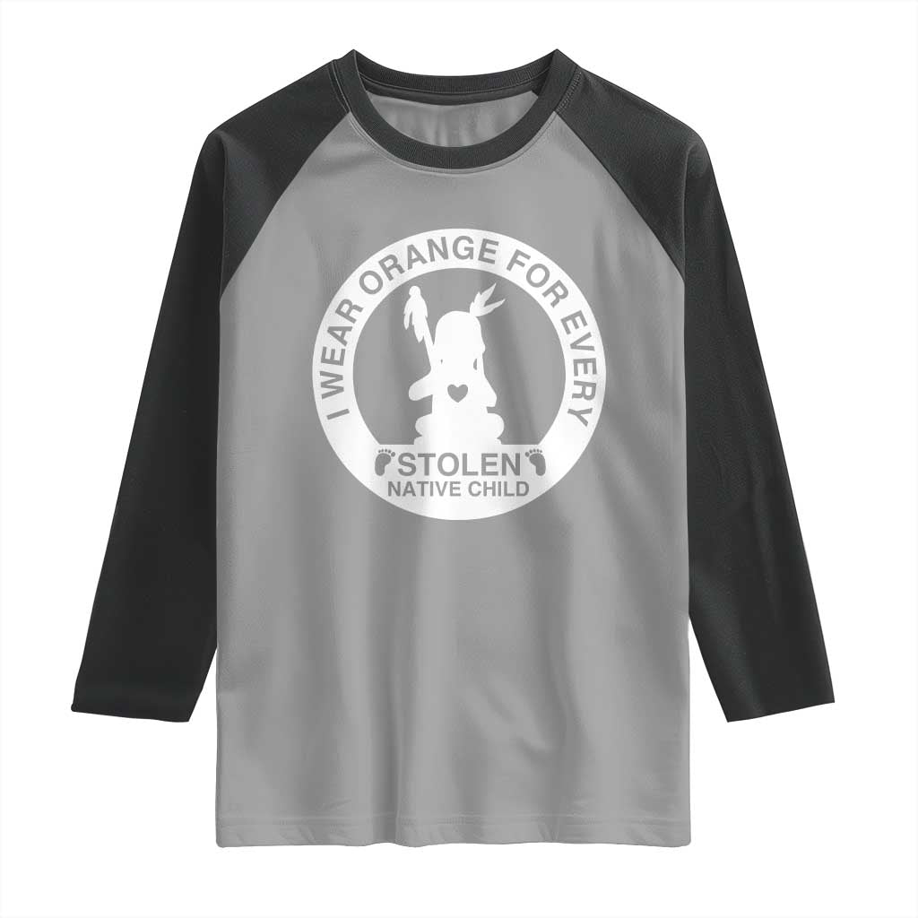 I Wear Orange For Every Stolen American Native Child Raglan Shirt Bring Our Children Home Orange Day TS10 Sport Gray Black Print Your Wear