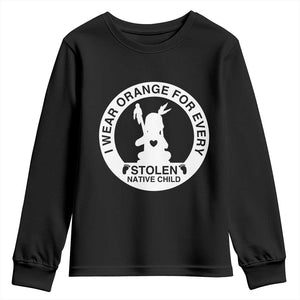I Wear Orange For Every Stolen American Native Child Youth Sweatshirt Bring Our Children Home Orange Day TS10 Black Print Your Wear