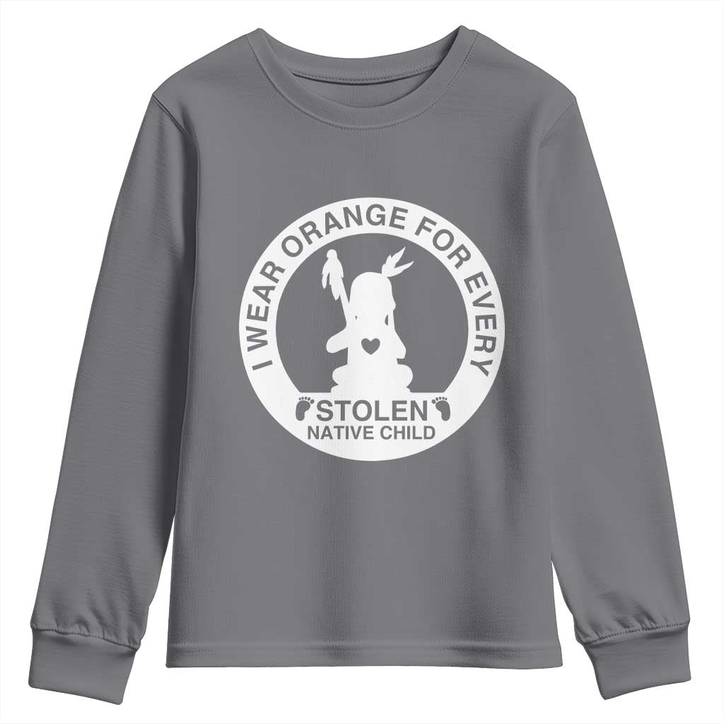 I Wear Orange For Every Stolen American Native Child Youth Sweatshirt Bring Our Children Home Orange Day TS10 Charcoal Print Your Wear