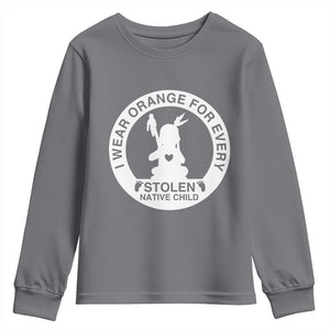 I Wear Orange For Every Stolen American Native Child Youth Sweatshirt Bring Our Children Home Orange Day TS10 Charcoal Print Your Wear
