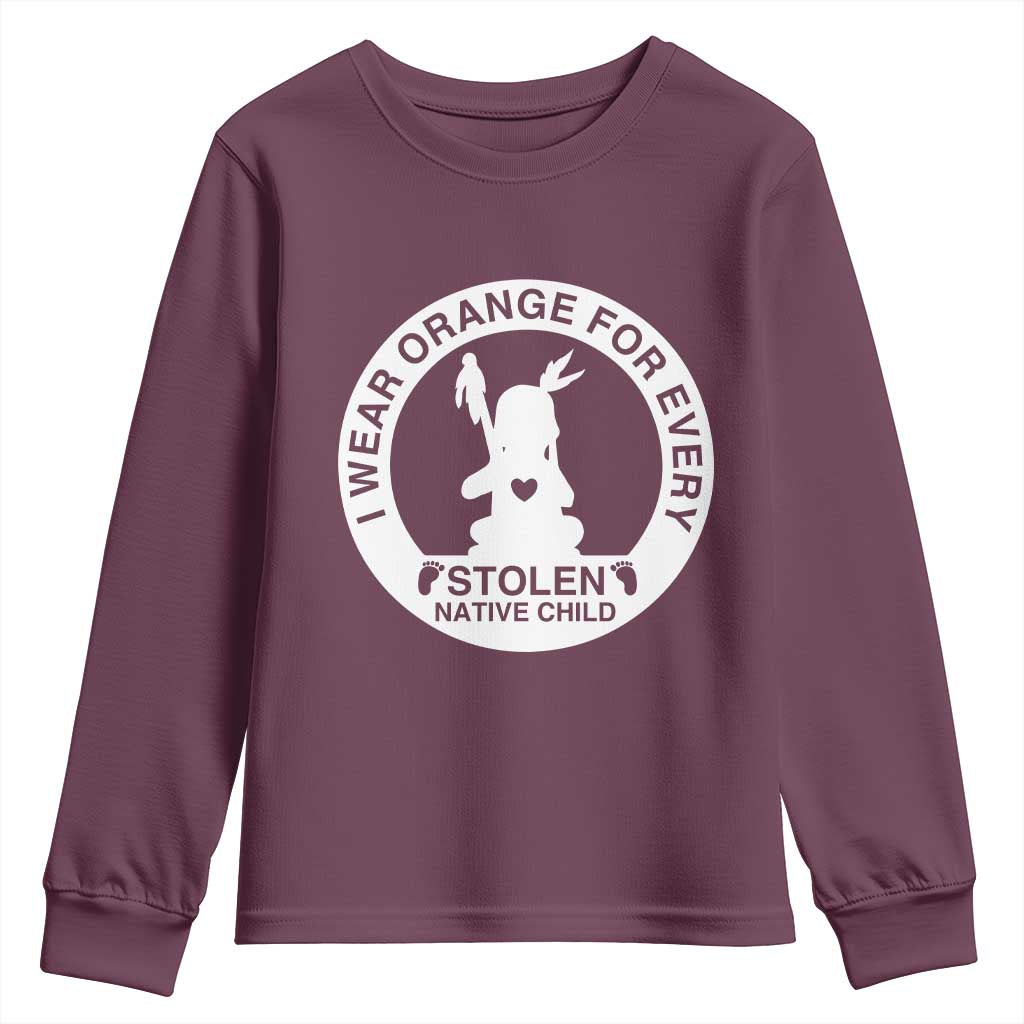 I Wear Orange For Every Stolen American Native Child Youth Sweatshirt Bring Our Children Home Orange Day TS10 Maroon Print Your Wear