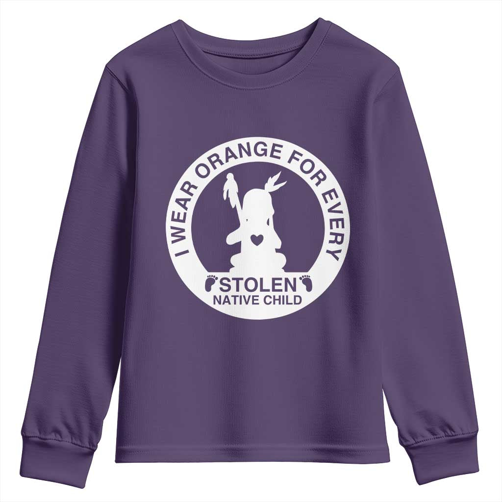 I Wear Orange For Every Stolen American Native Child Youth Sweatshirt Bring Our Children Home Orange Day TS10 Purple Print Your Wear