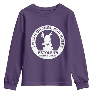 I Wear Orange For Every Stolen American Native Child Youth Sweatshirt Bring Our Children Home Orange Day TS10 Purple Print Your Wear