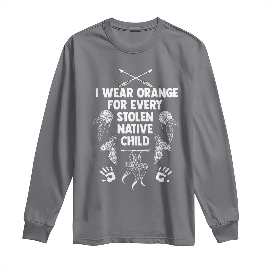 I Wear Orange For Every Stolen American Native Child Long Sleeve Shirt TS10 Charcoal Print Your Wear