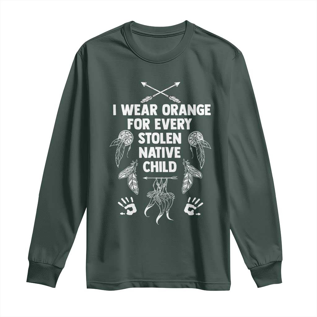 I Wear Orange For Every Stolen American Native Child Long Sleeve Shirt TS10 Dark Forest Green Print Your Wear