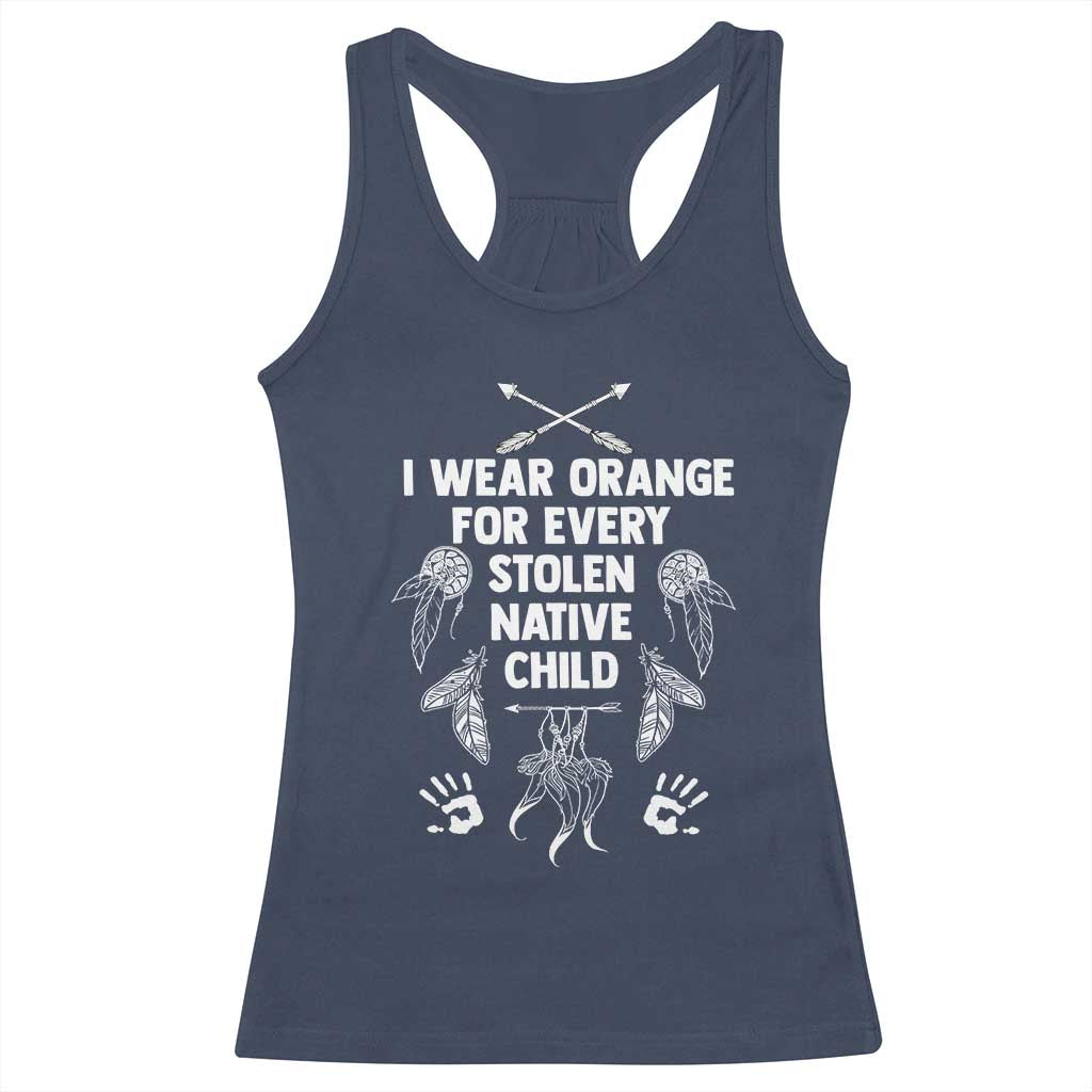 I Wear Orange For Every Stolen American Native Child Racerback Tank Top TS10 Navy Print Your Wear
