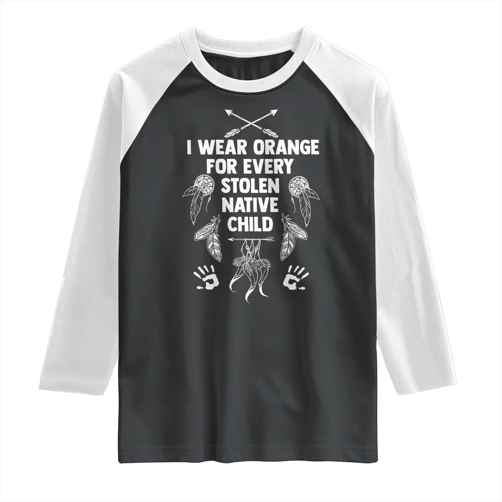 I Wear Orange For Every Stolen American Native Child Raglan Shirt TS10 Black White Print Your Wear