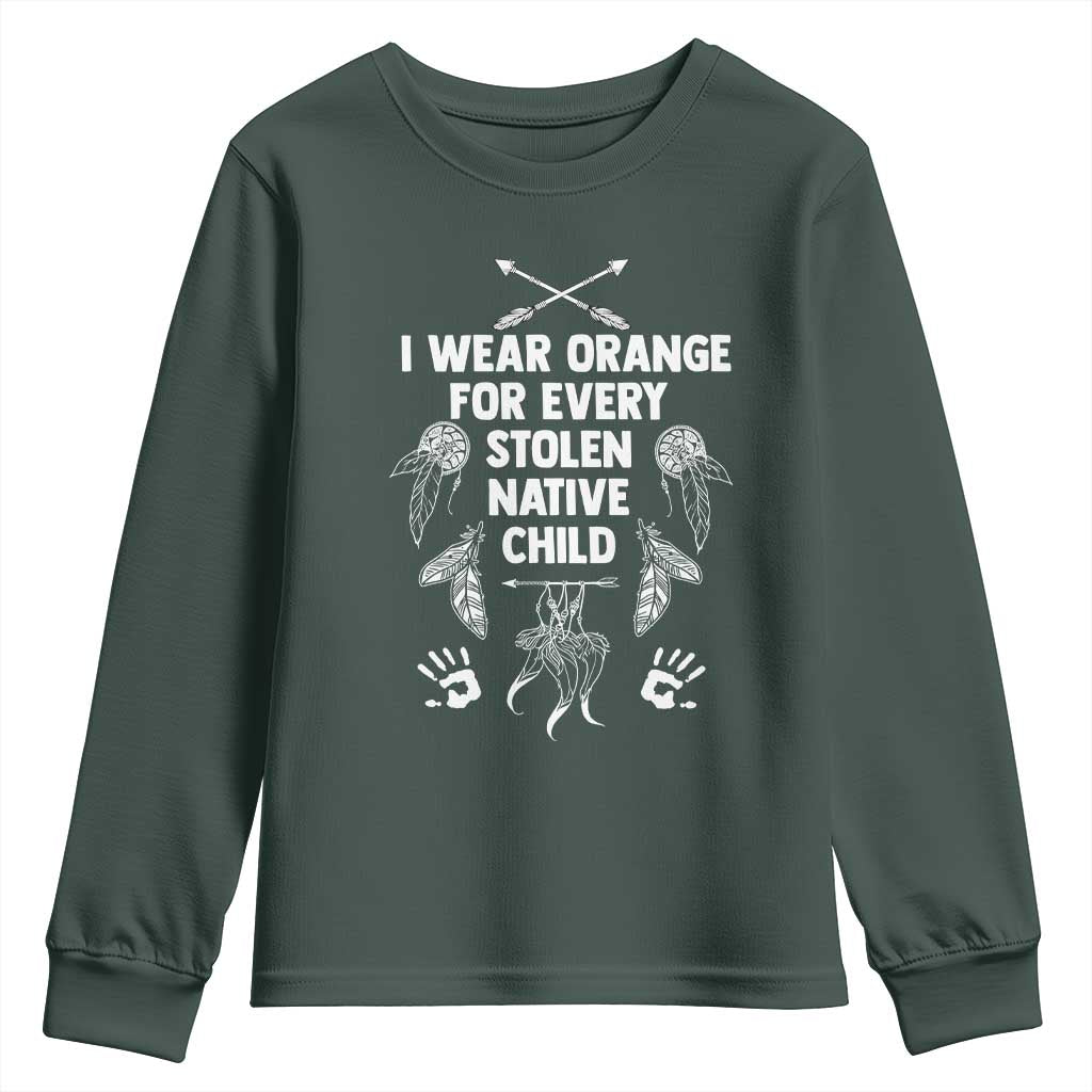 I Wear Orange For Every Stolen American Native Child Youth Sweatshirt TS10 Dark Forest Green Print Your Wear