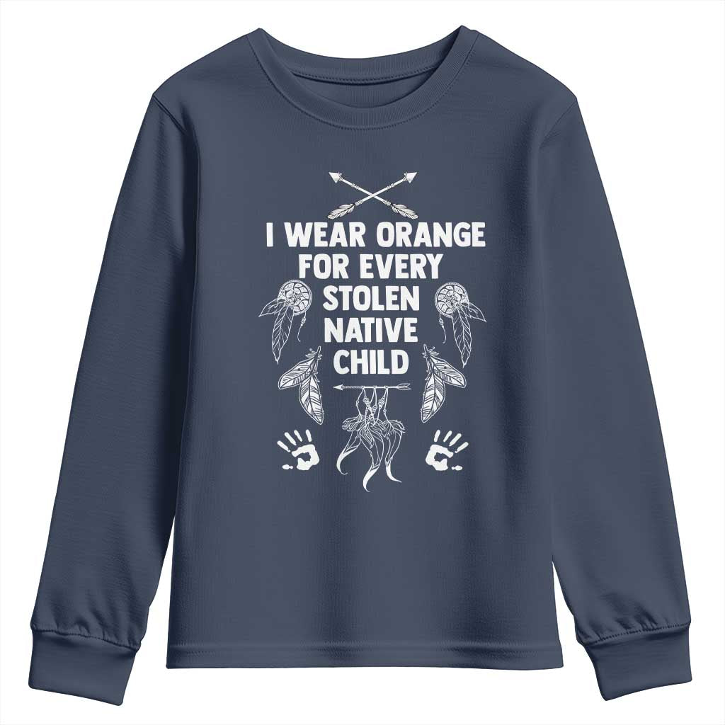 I Wear Orange For Every Stolen American Native Child Youth Sweatshirt TS10 Navy Print Your Wear