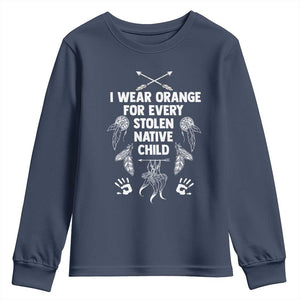 I Wear Orange For Every Stolen American Native Child Youth Sweatshirt TS10 Navy Print Your Wear