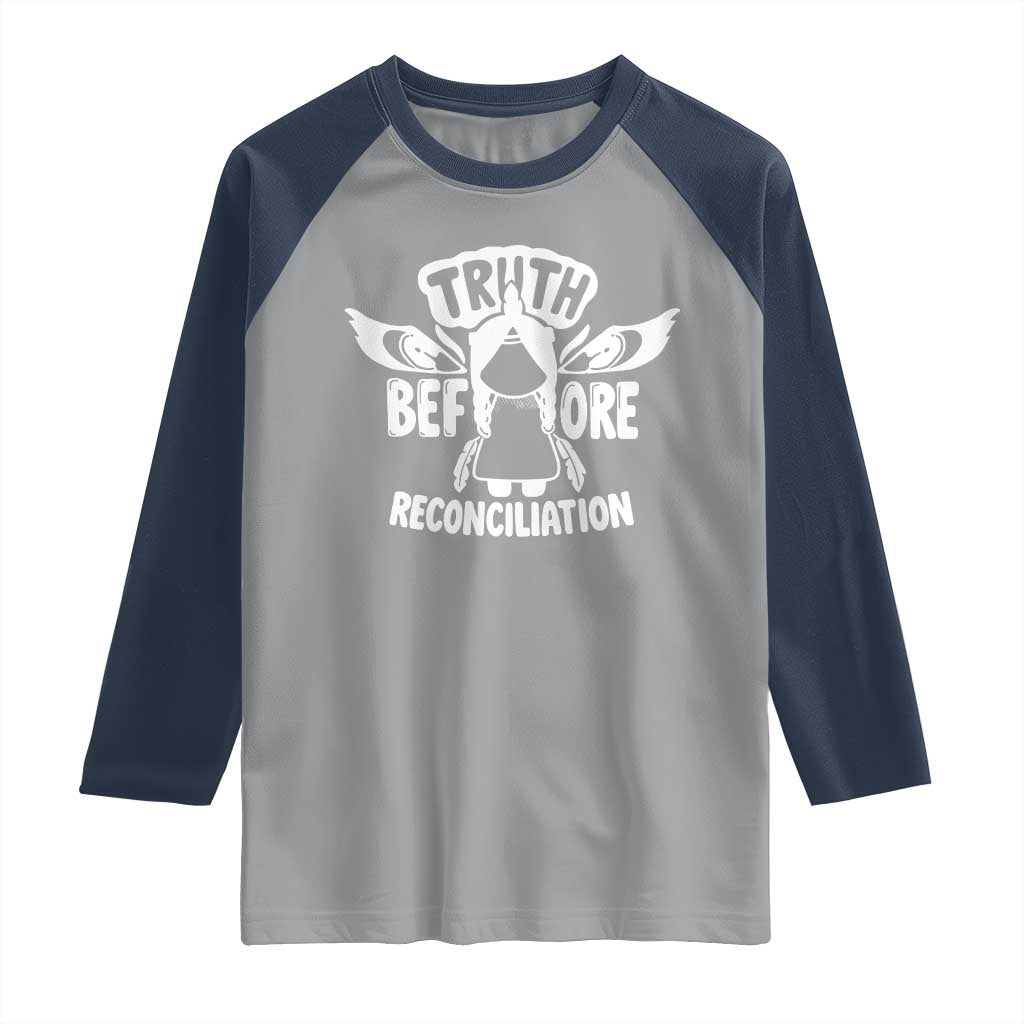 Native American Every Child Raglan Shirt Truth Before Reconciliation TS10 Sport Gray Navy Print Your Wear