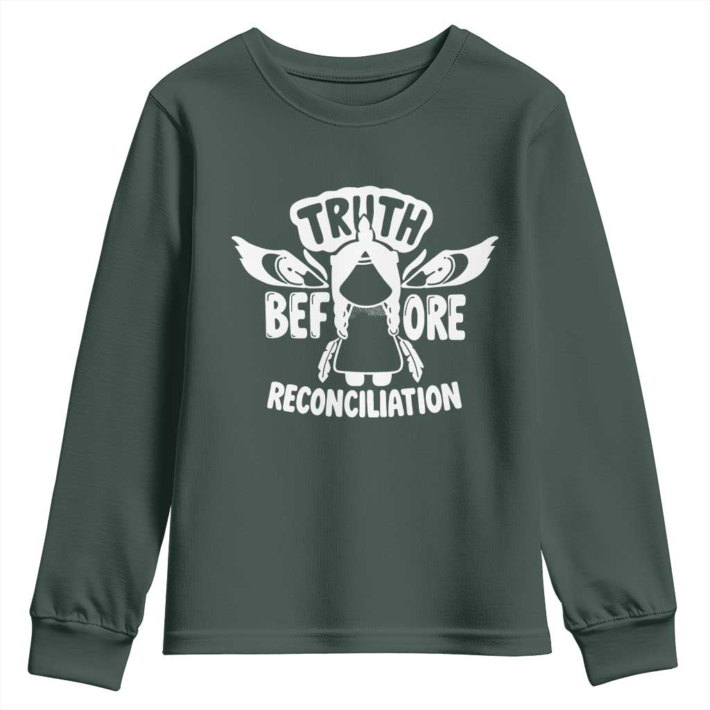 Native American Every Child Youth Sweatshirt Truth Before Reconciliation TS10 Dark Forest Green Print Your Wear