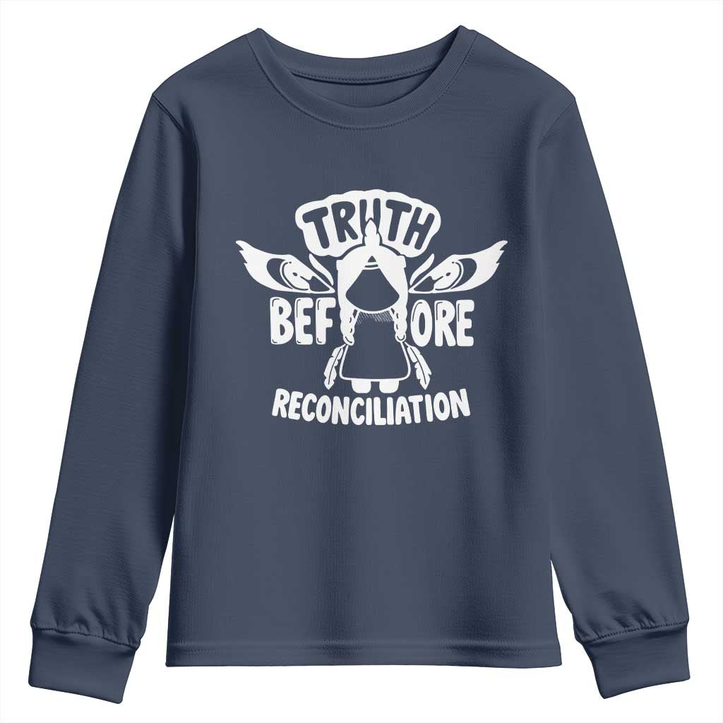 Native American Every Child Youth Sweatshirt Truth Before Reconciliation TS10 Navy Print Your Wear