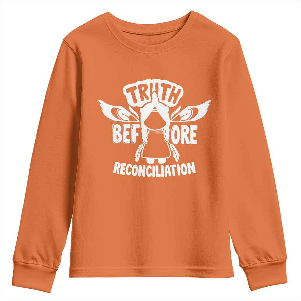 Native American Every Child Youth Sweatshirt Truth Before Reconciliation TS10 Orange Print Your Wear