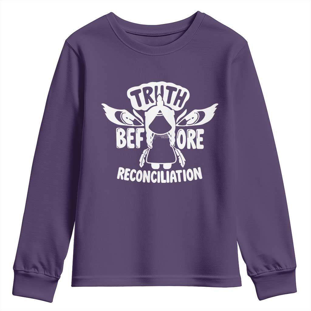 Native American Every Child Youth Sweatshirt Truth Before Reconciliation TS10 Purple Print Your Wear