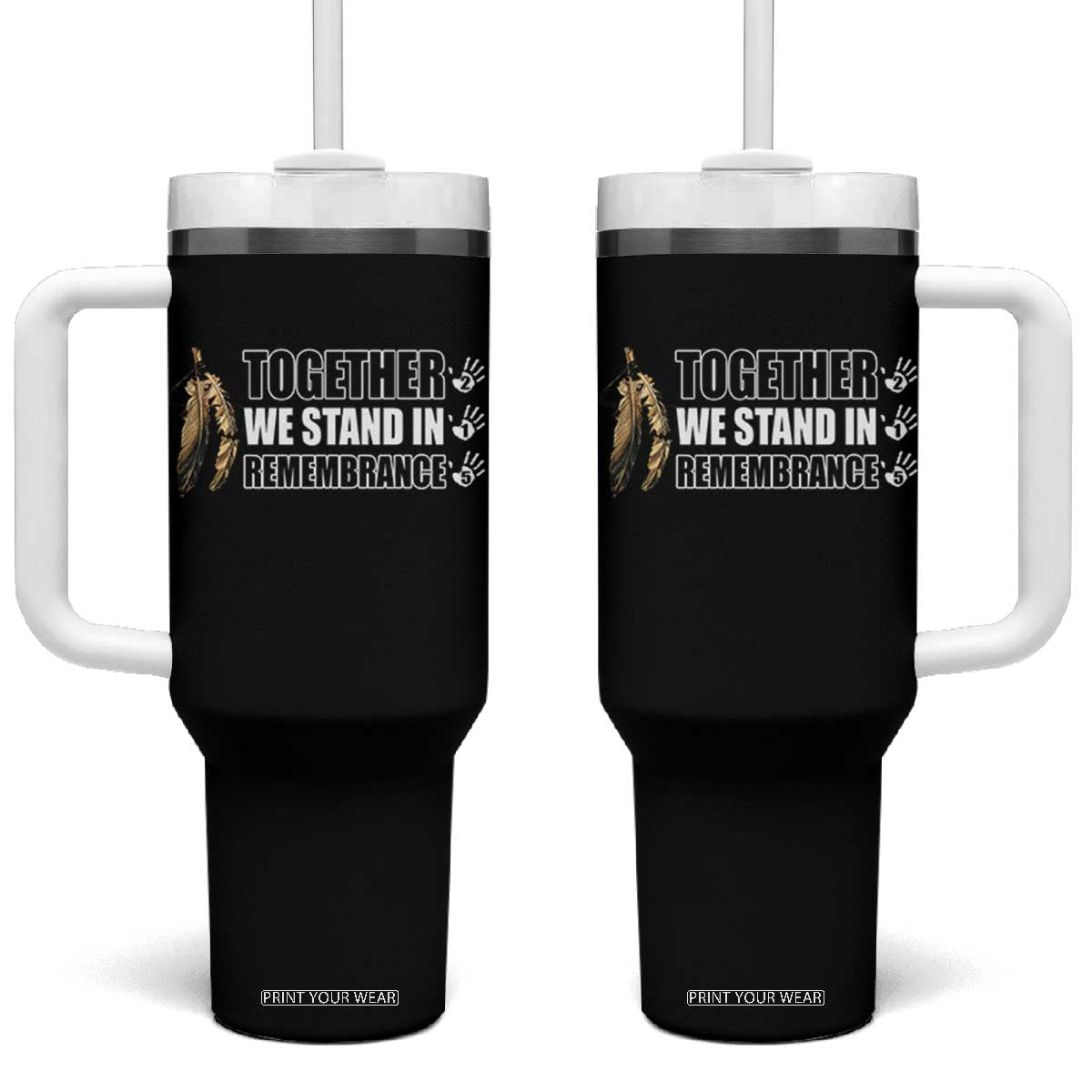 Native American Every Child Tumbler With Handle Together We Stand in Remembrance 215 Stolen Children TS10 One Size: 40 oz Black Print Your Wear