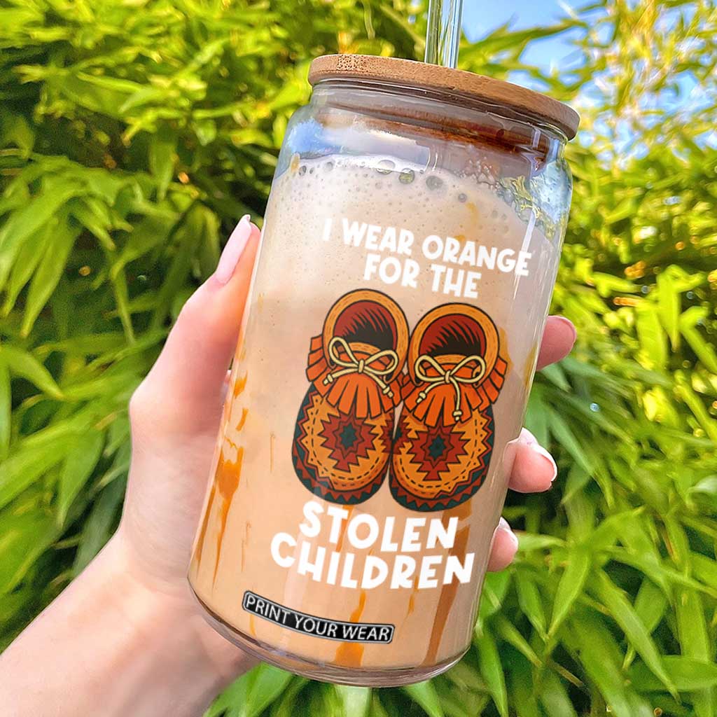 I Wear Orange For Every Stolen American Native Child Glass Can Orange Day TS10 Black Print Your Wear