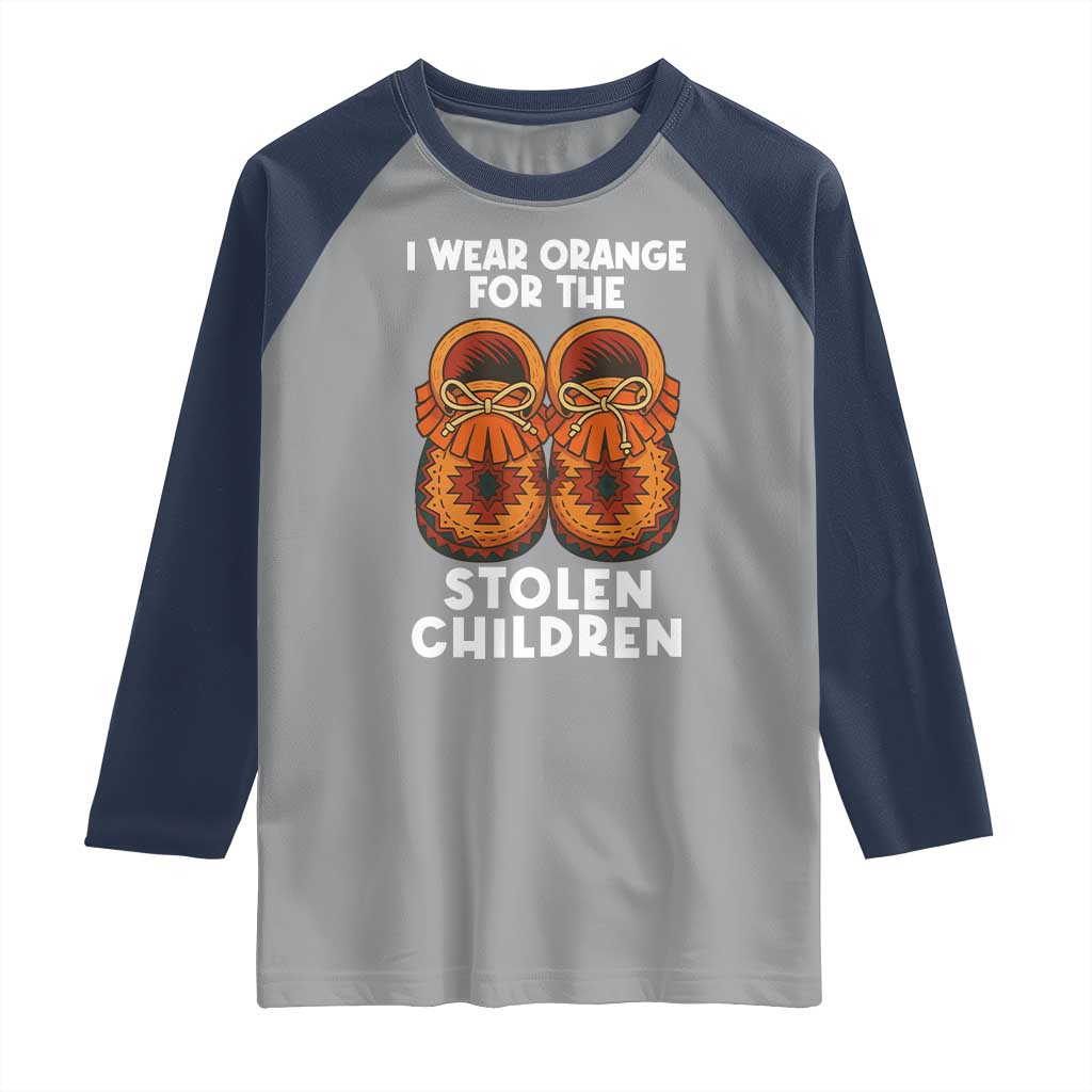I Wear Orange For Every Stolen American Native Child Raglan Shirt Orange Day TS10 Sport Gray Navy Print Your Wear