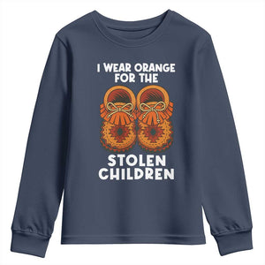 I Wear Orange For Every Stolen American Native Child Youth Sweatshirt Orange Day TS10 Navy Print Your Wear