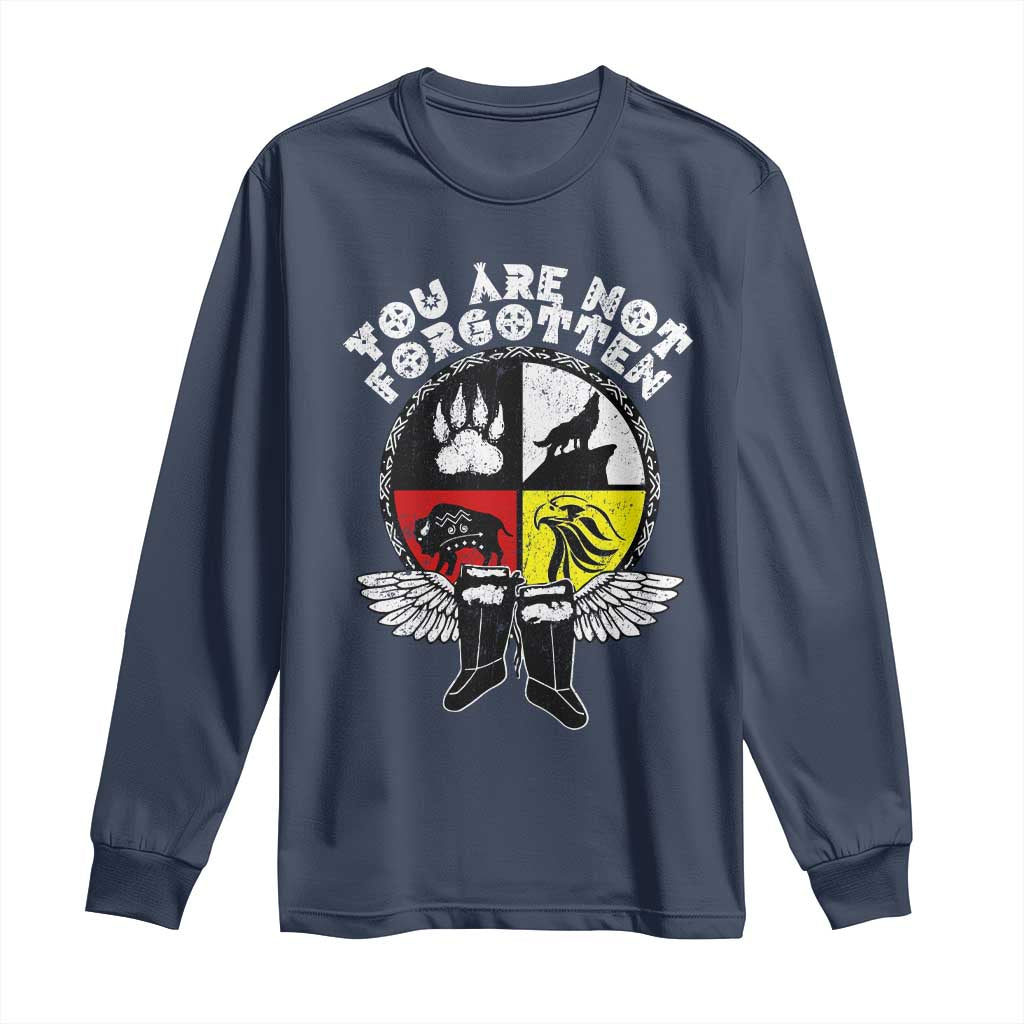 Native American Indian Long Sleeve Shirt You Are Not Forgotten TS10 Navy Print Your Wear