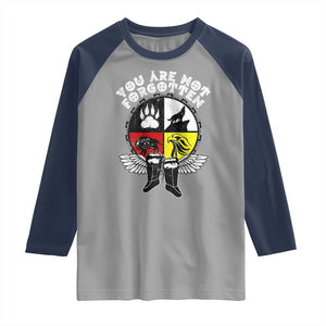 Native American Indian Raglan Shirt You Are Not Forgotten TS10 Sport Gray Navy Print Your Wear