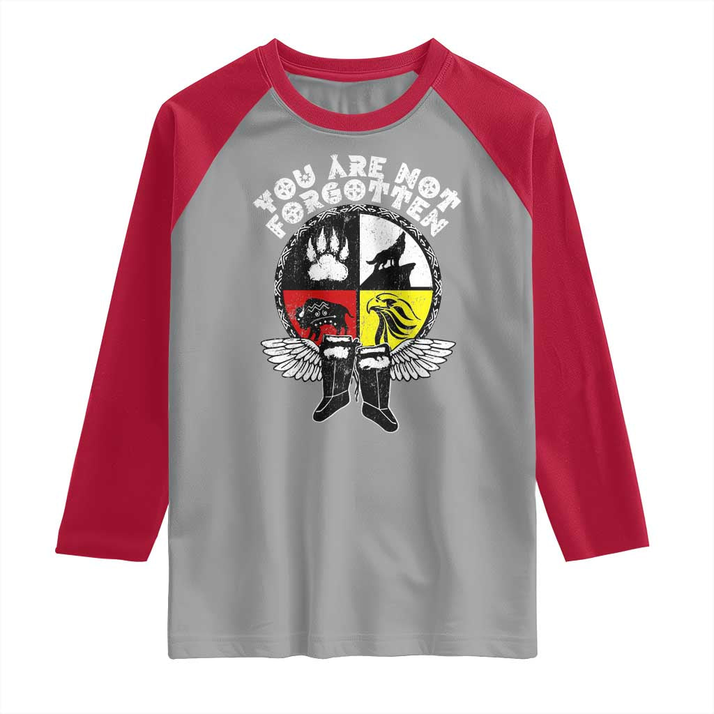 Native American Indian Raglan Shirt You Are Not Forgotten TS10 Sport Gray Red Print Your Wear