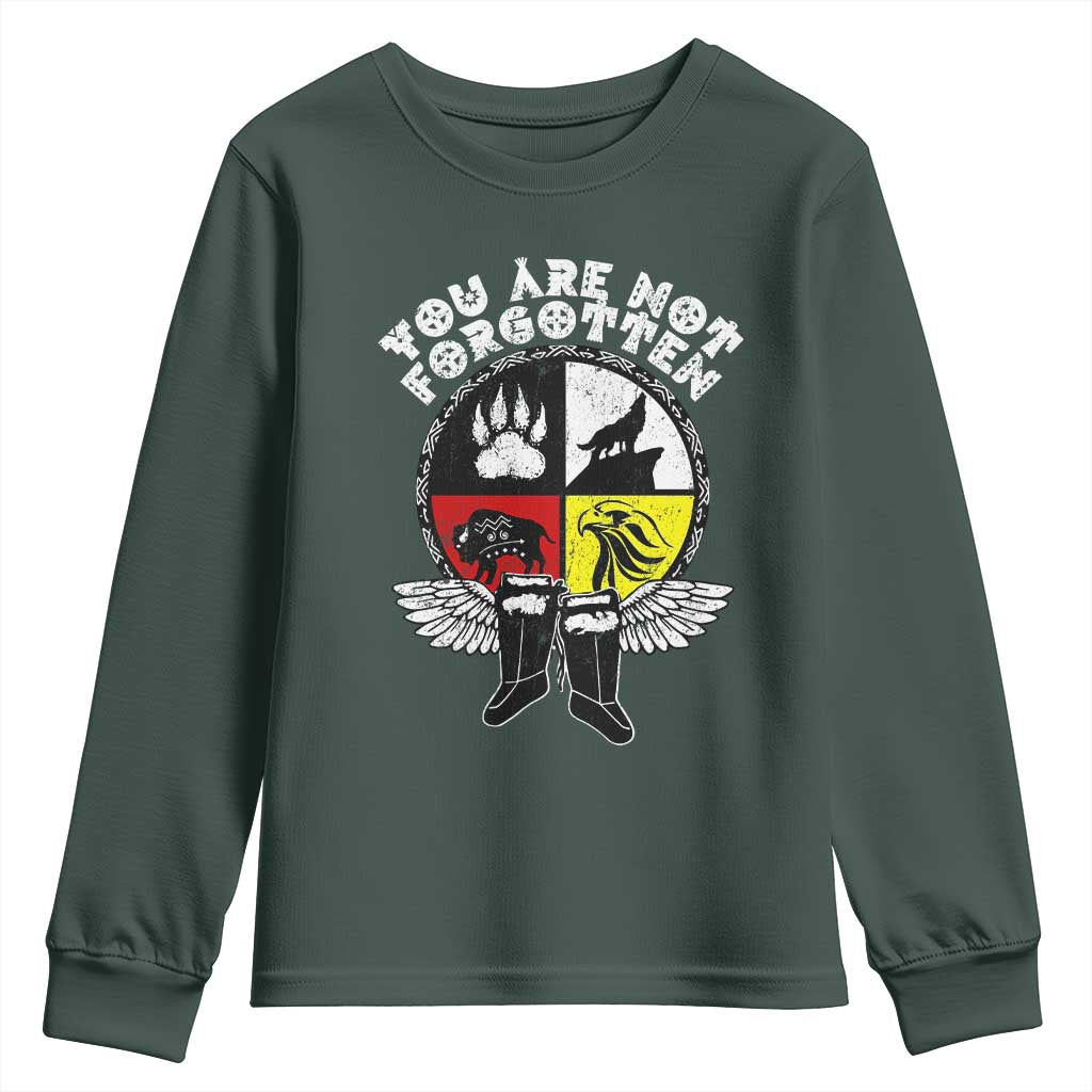 Native American Indian Youth Sweatshirt You Are Not Forgotten TS10 Dark Forest Green Print Your Wear