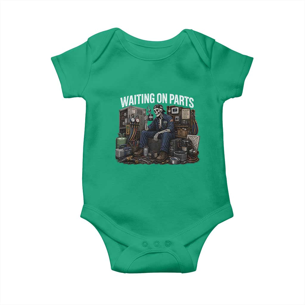 Waiting On Parts HVAC Tech Skeleton Funny Mechanic Graphic Baby Onesie
