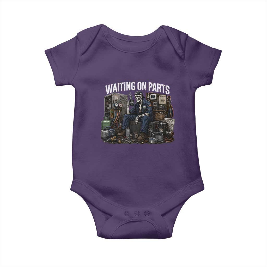 Waiting On Parts HVAC Tech Skeleton Funny Mechanic Graphic Baby Onesie