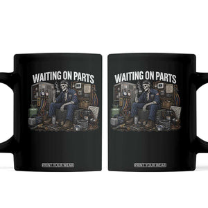 Waiting On Parts HVAC Tech Skeleton Funny Mechanic Graphic Coffee Mug