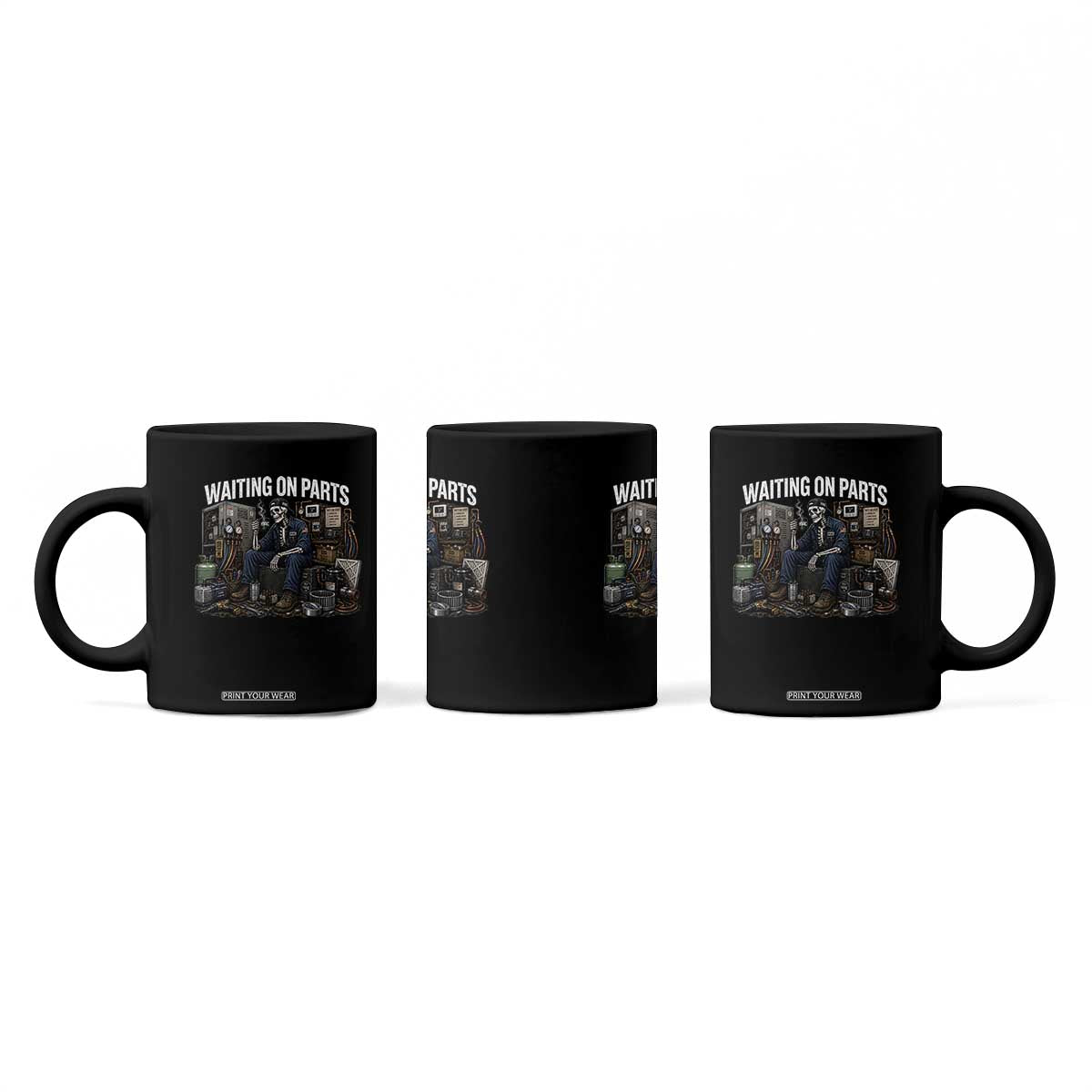 Waiting On Parts HVAC Tech Skeleton Funny Mechanic Graphic Coffee Mug