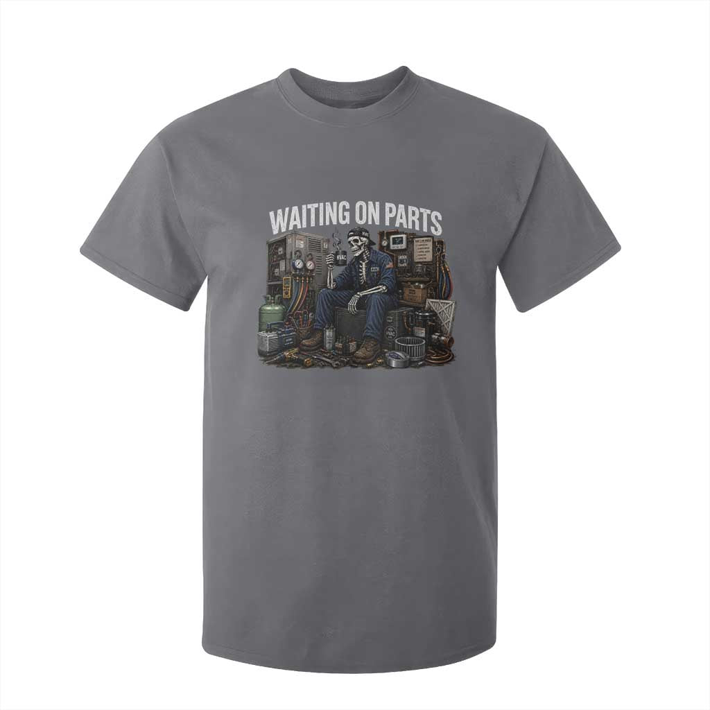 Waiting On Parts HVAC Tech Skeleton Funny Mechanic Graphic T Shirt For Kid