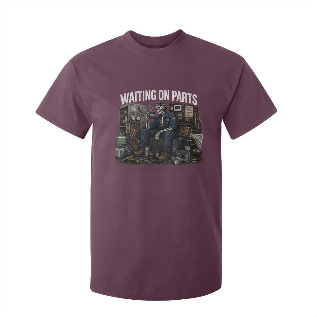Waiting On Parts HVAC Tech Skeleton Funny Mechanic Graphic T Shirt For Kid