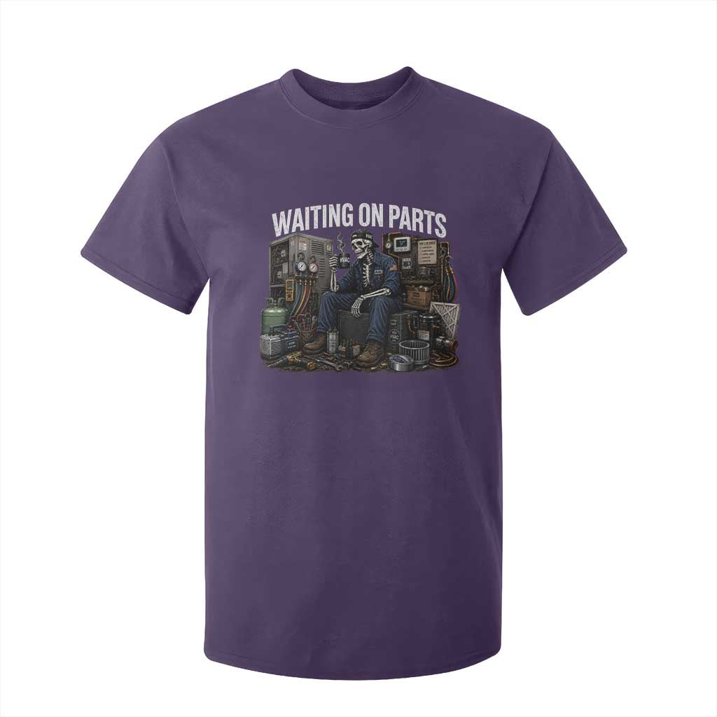 Waiting On Parts HVAC Tech Skeleton Funny Mechanic Graphic T Shirt For Kid