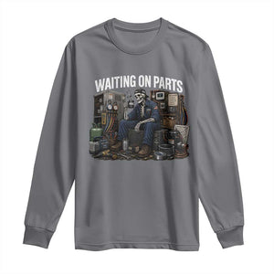 Waiting On Parts HVAC Tech Skeleton Funny Mechanic Graphic Long Sleeve Shirt