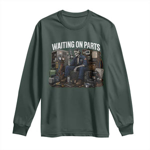 Waiting On Parts HVAC Tech Skeleton Funny Mechanic Graphic Long Sleeve Shirt