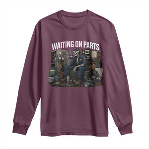Waiting On Parts HVAC Tech Skeleton Funny Mechanic Graphic Long Sleeve Shirt