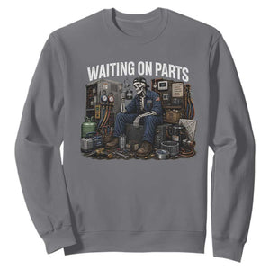 Waiting On Parts HVAC Tech Skeleton Funny Mechanic Graphic Sweatshirt