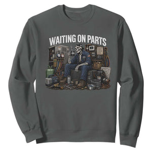Waiting On Parts HVAC Tech Skeleton Funny Mechanic Graphic Sweatshirt