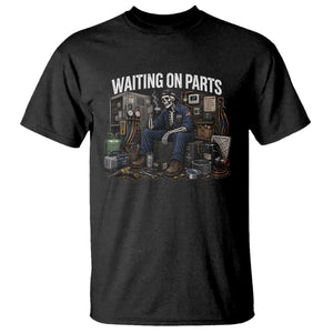 Waiting On Parts HVAC Tech Skeleton Funny Mechanic Graphic T Shirt