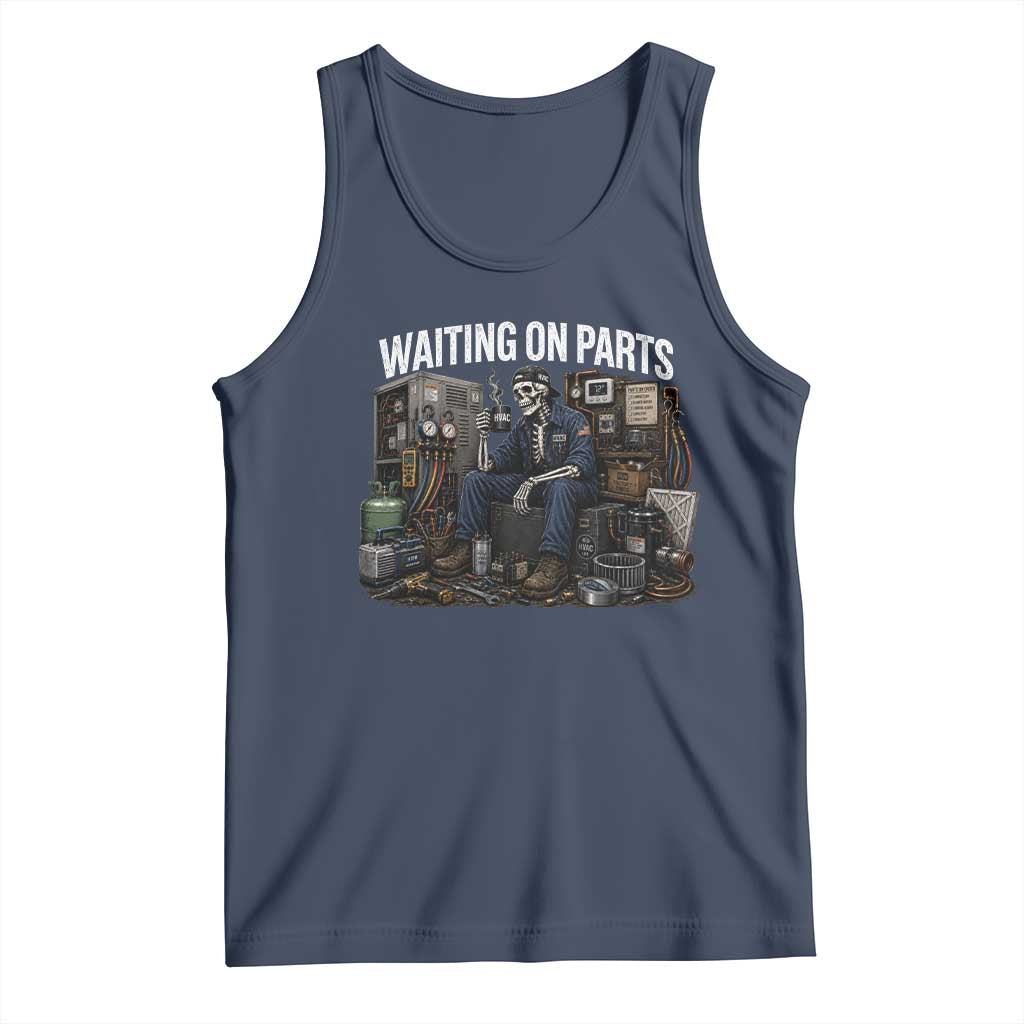 Waiting On Parts HVAC Tech Skeleton Funny Mechanic Graphic Tank Top