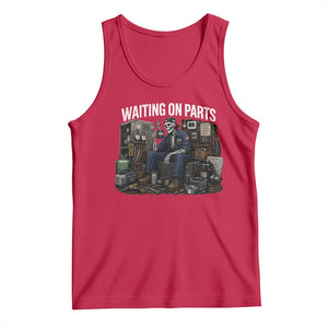 Waiting On Parts HVAC Tech Skeleton Funny Mechanic Graphic Tank Top