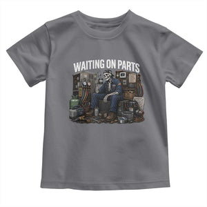 Waiting On Parts HVAC Tech Skeleton Funny Mechanic Graphic Toddler T Shirt