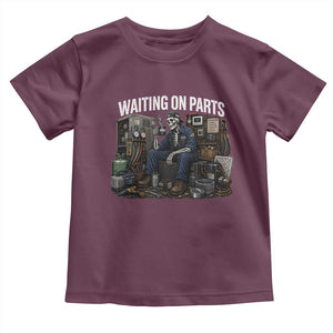 Waiting On Parts HVAC Tech Skeleton Funny Mechanic Graphic Toddler T Shirt