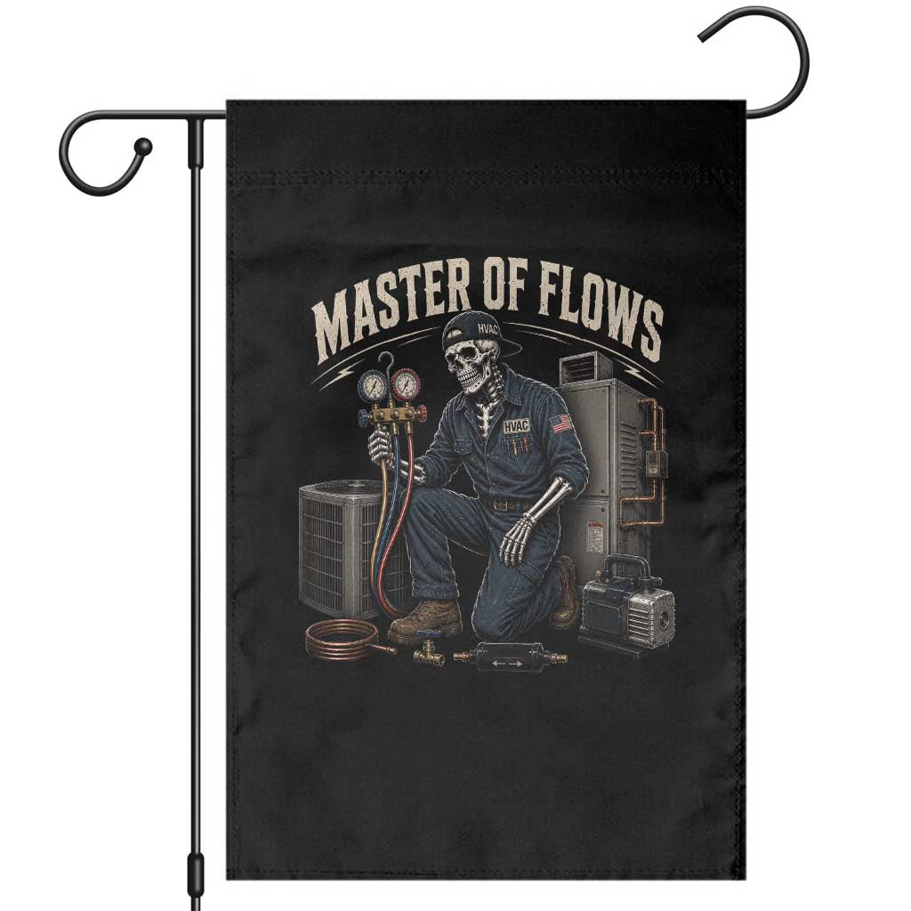 HVAC Tech Skeleton Mechanic Garden Flag Master Of Flows Vintage Distressed Graphic TS10 Black Print Your Wear