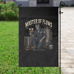 HVAC Tech Skeleton Mechanic Garden Flag Master Of Flows Vintage Distressed Graphic