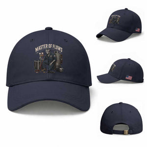 HVAC Tech Skeleton Mechanic Baseball Cap Master Of Flows Vintage Distressed Graphic