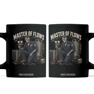 HVAC Tech Skeleton Mechanic Coffee Mug Master Of Flows Vintage Distressed Graphic