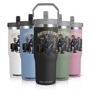 HVAC Tech Skeleton Mechanic Flip Straw Tumbler Master Of Flows Vintage Distressed Graphic
